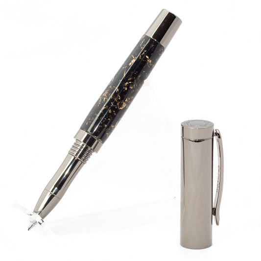 Black Resin & Gold Leaf | Gun Metal Pimento Rollerball
