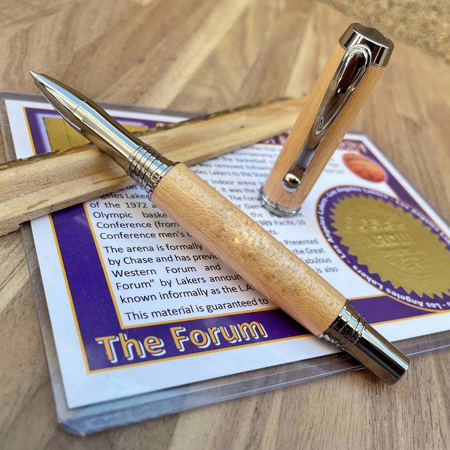 Lakers Game Used Flooring Wood Capped Pen