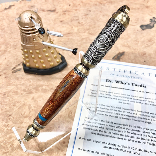 1965 Tardis Prop Wood | Steampunk Lever-Action Ballpoints