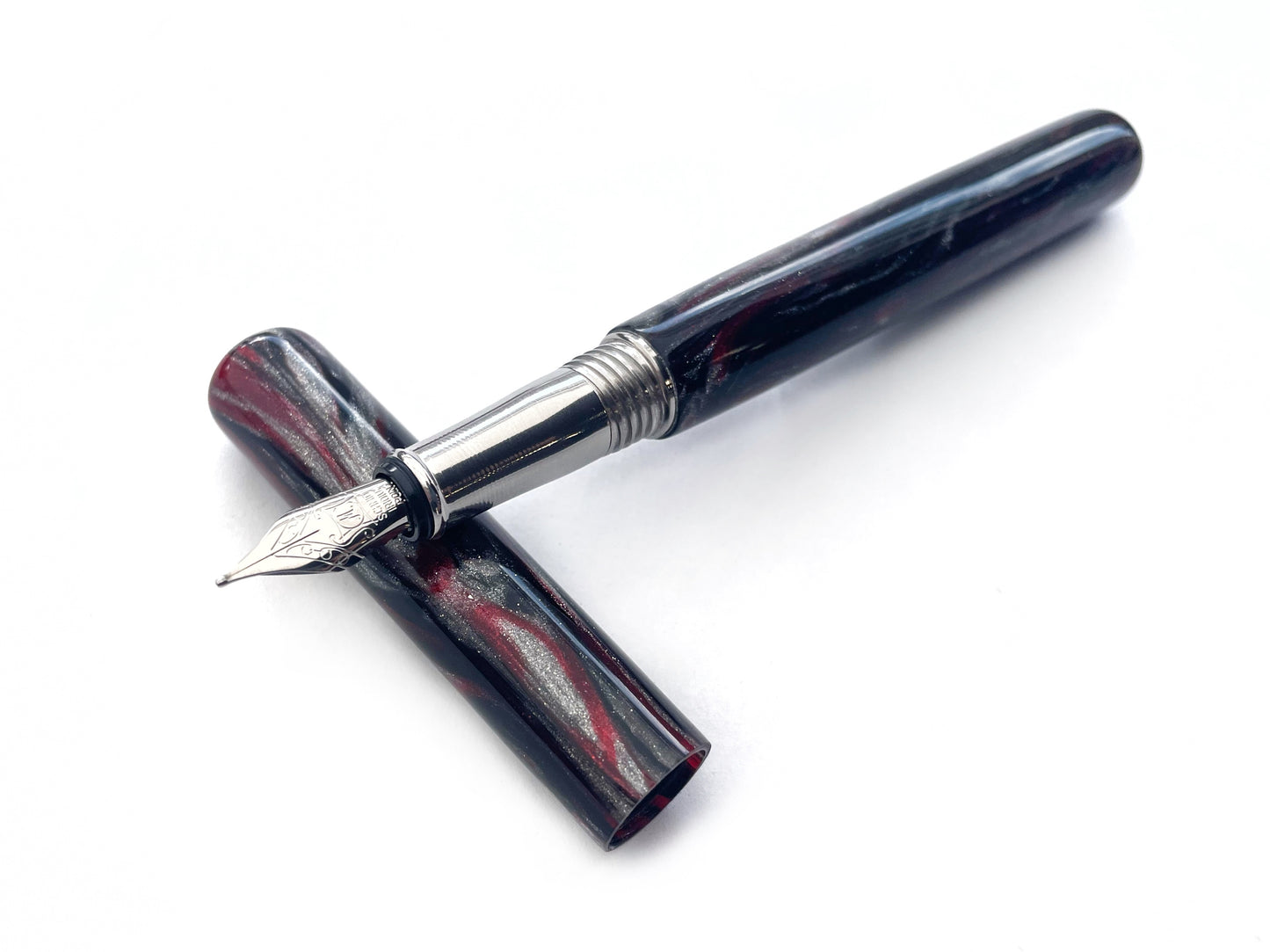 "Rough Ruby" DiamondCast | Stainless Steel Apollo Fountain Pen