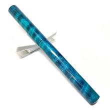 Load image into Gallery viewer, Teal &amp; Purple Curly Maple | Black Stainless Apollo Rollerball Pen