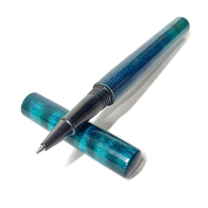 Teal & Purple Curly Maple | Black Stainless Apollo Rollerball Pen