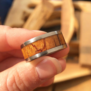 Handmade Wood & Stainless Steel Ring | Titanic Film Mahogany