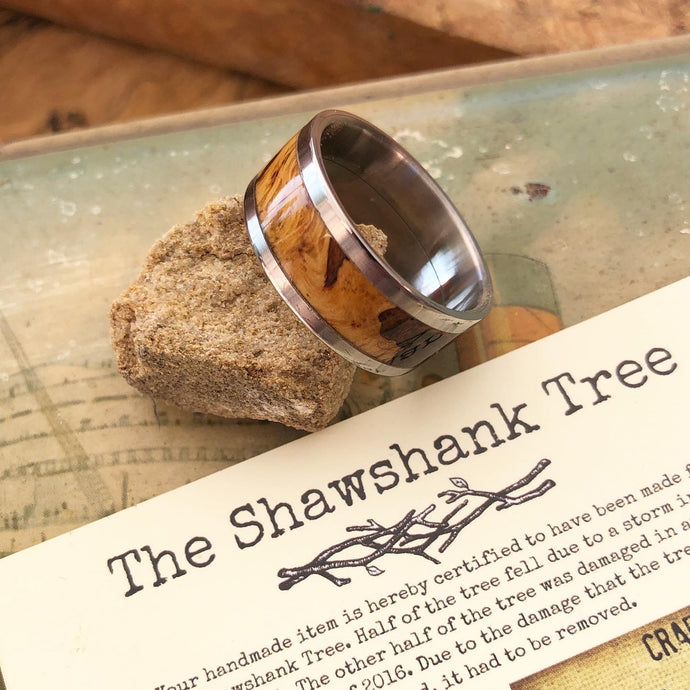 Handmade Wood & Titanium Ring | Shawshank Oak Tree