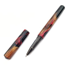 Load image into Gallery viewer, &quot;Fire On The Mountain&quot; Resin | Black Stainless Apollo Rollerball Pen