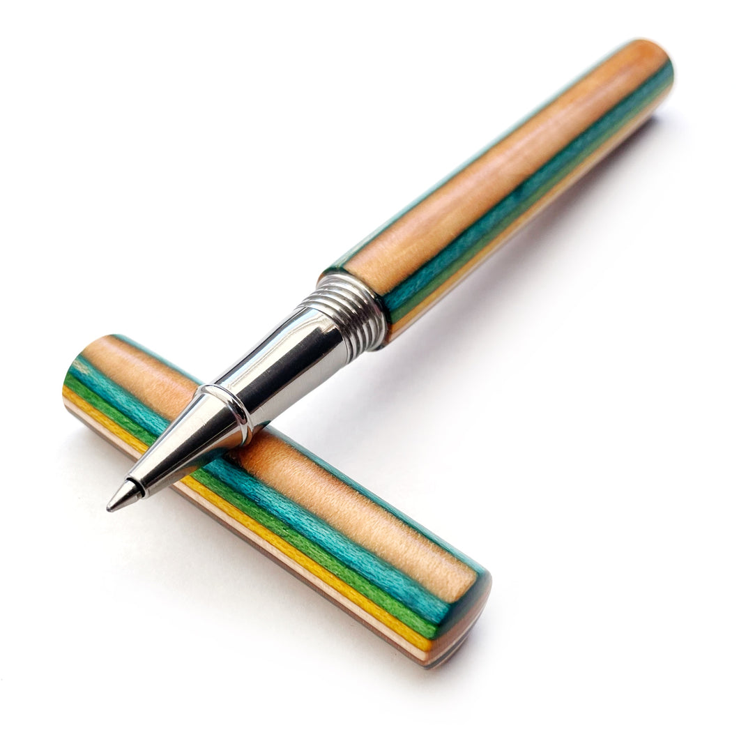 Recycled Skateboards | Stainless Steel Apollo Rollerball Pen