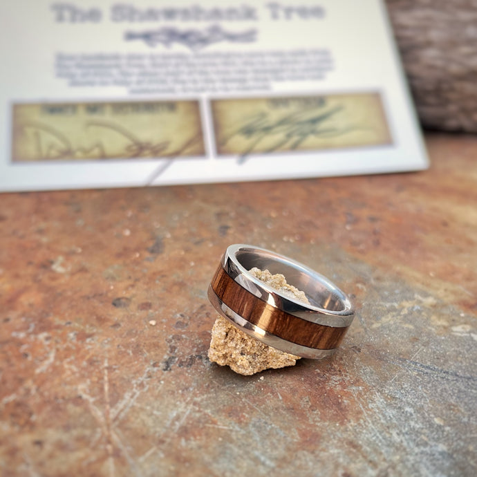 Handmade Wood & Stainless Steel Ring | Shawshank Oak Tree
